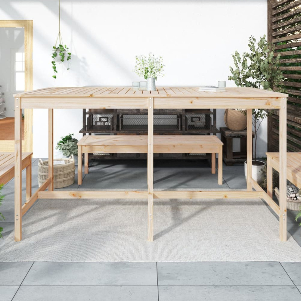 vidaXL 8 Seater Solid Pine Wood Slatted Garden Dining Table Natural Image 1