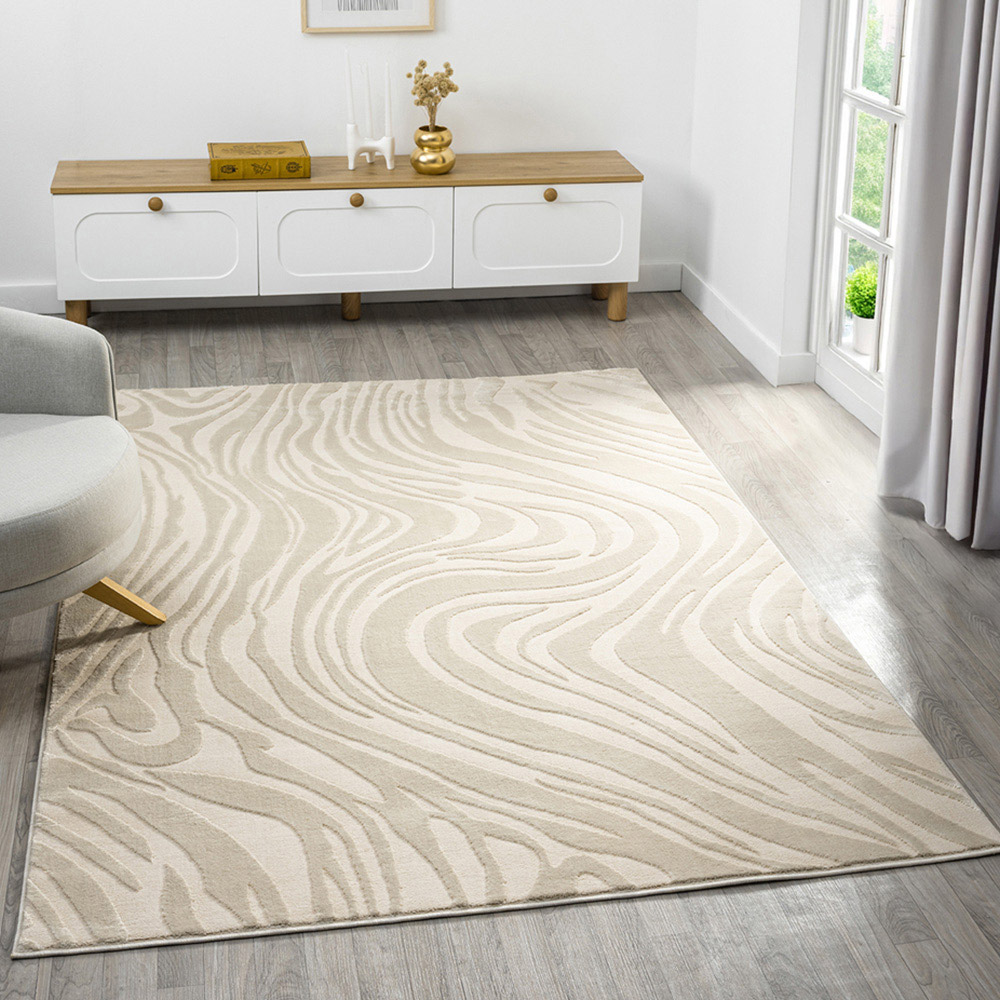 Desire Rugs Vellure Cream Metallic Sheen Marble Design Rug 160 x 230cm Image 5