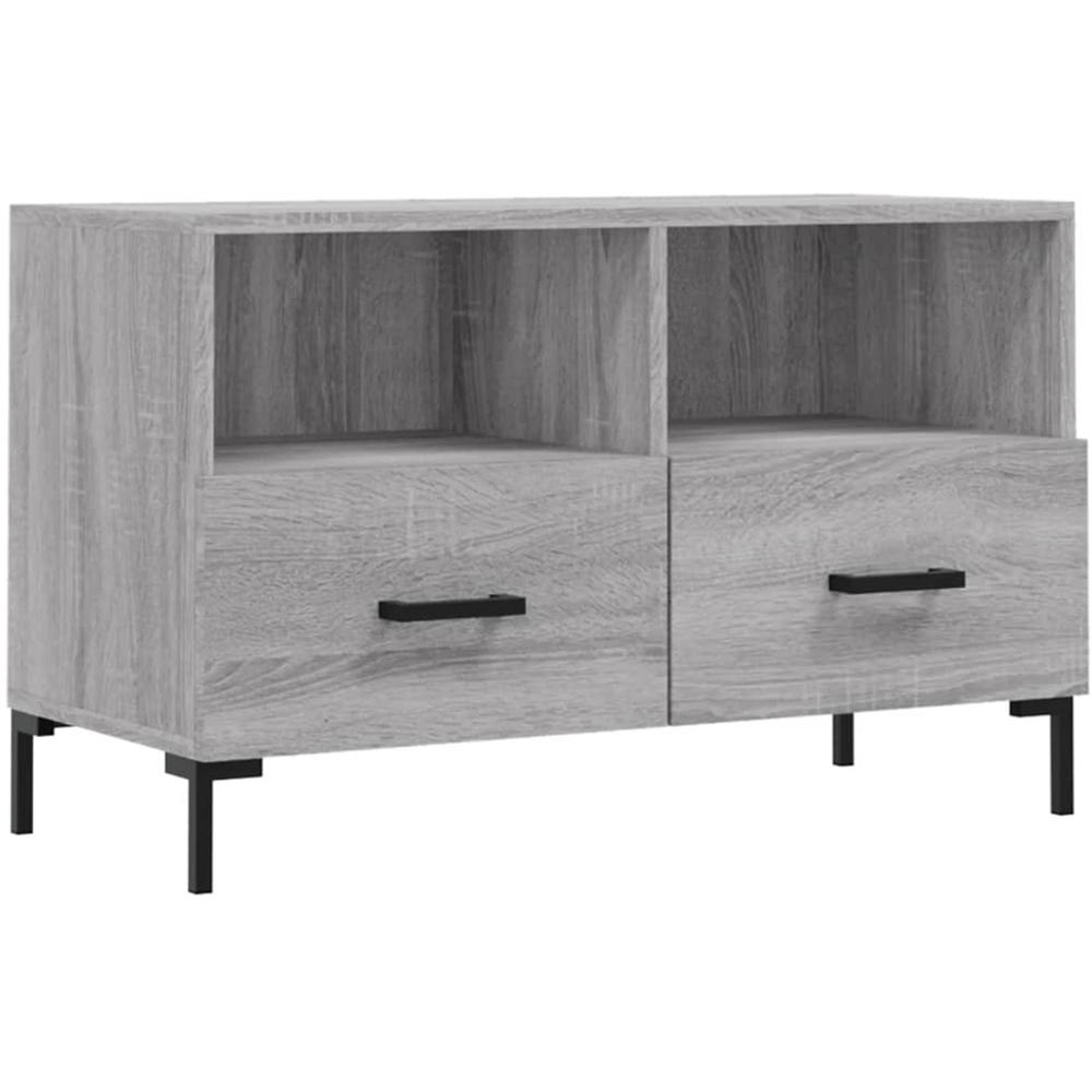vidaXL 2 Drawer 2 Shelf Grey Sonoma TV Cabinet Image 2