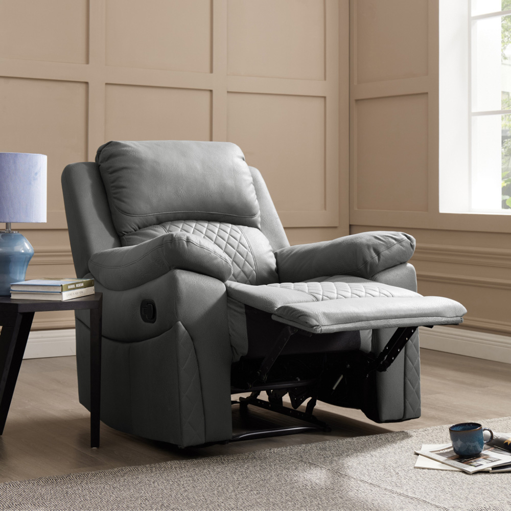 Home Detail Darius Single Seater Grey Air Leather Manual Recliner Sofa Image 8