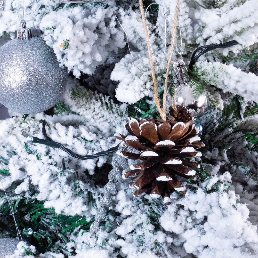 St Helens White Hanging Pine Cone Decoration 6 Pack Image 2