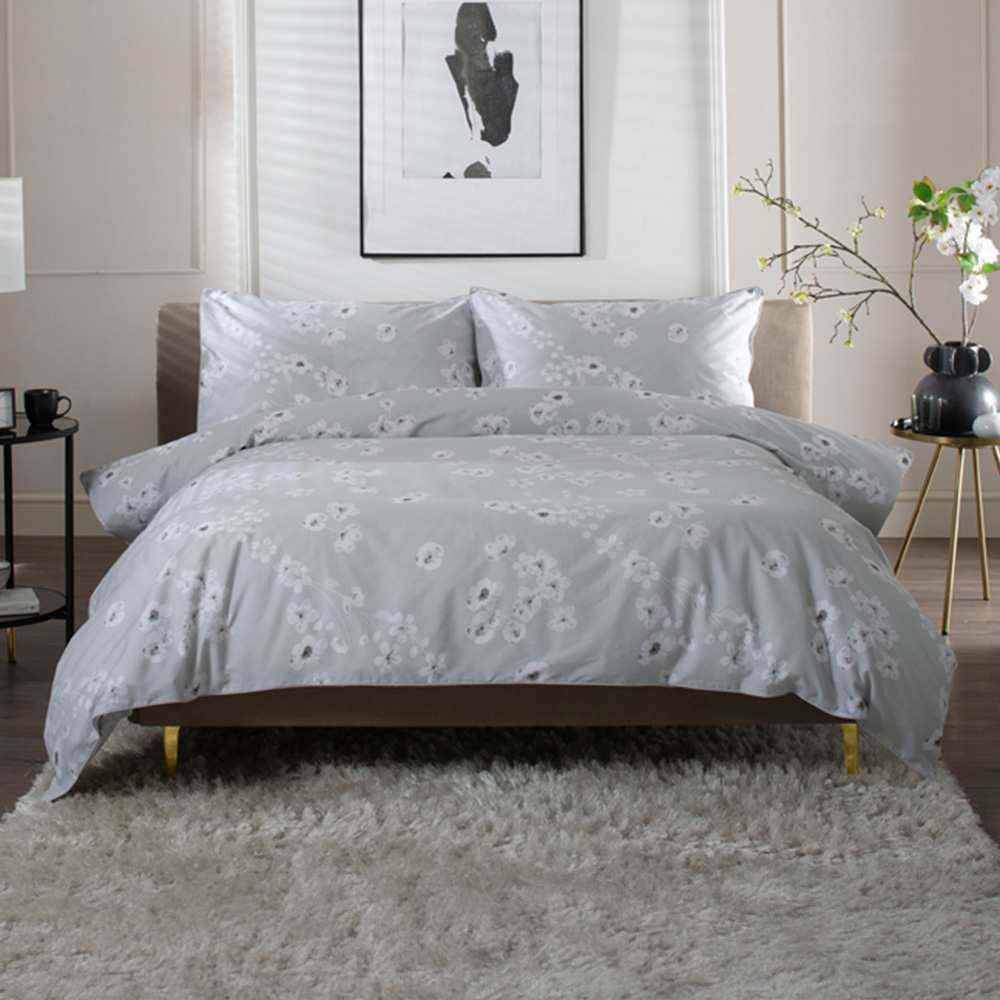 The Lyndon Company Petite Fleure Double Grey Duvet Set Image 1