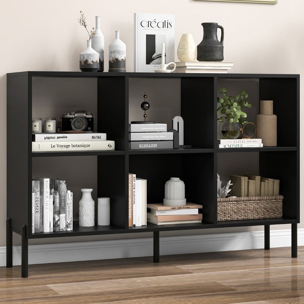 Costway 6 Cube Black Bookcase Image 1