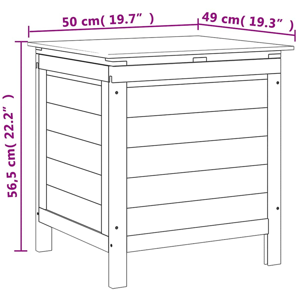 vidaXL 56.5 x 50 x 49cm Brown Fir Wood Garden Storage Box Image 5