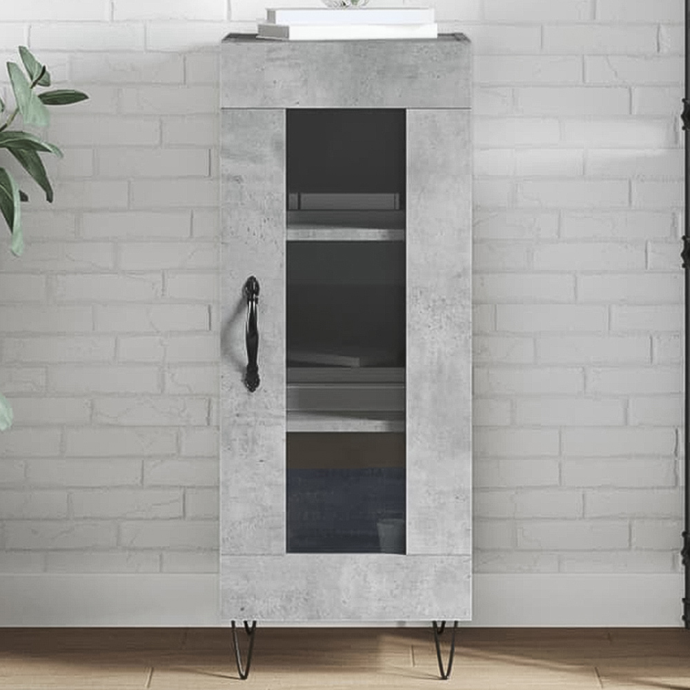 vidaXL Single Door 3 Shelf Concrete Grey Sideboard Image 1