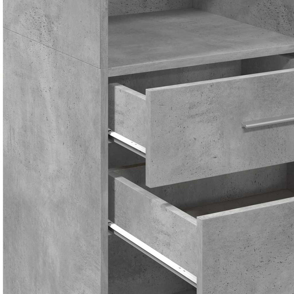 vidaXL 2 Drawer 3 Shelf Concrete Grey Highboard Image 8