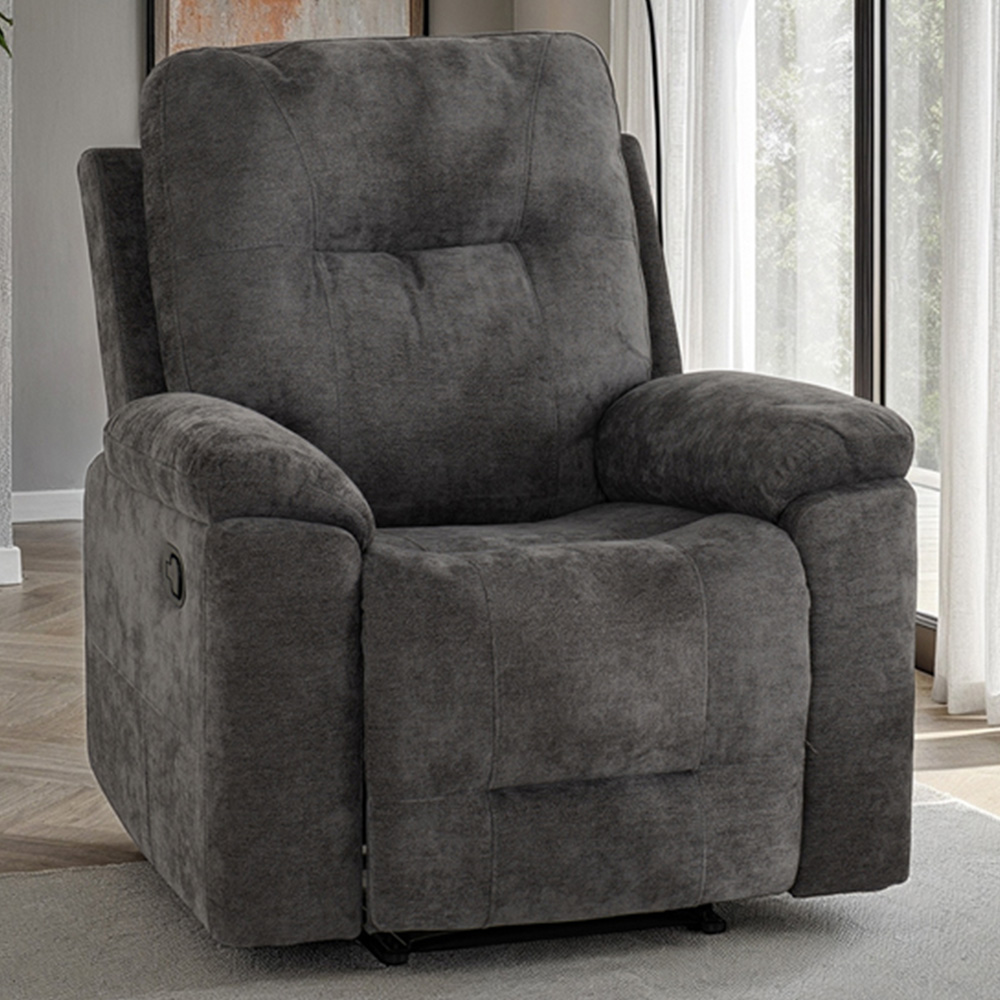 Seconique Guildford Grey Fabric Manual Recliner Chair Image 1