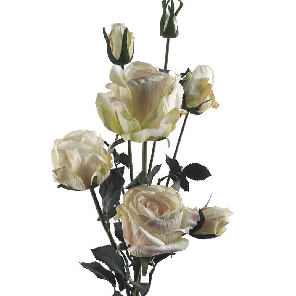 Leaf Cream Rose Spray Single Stem Artificial Flower 2ft 6 Pack Image 3