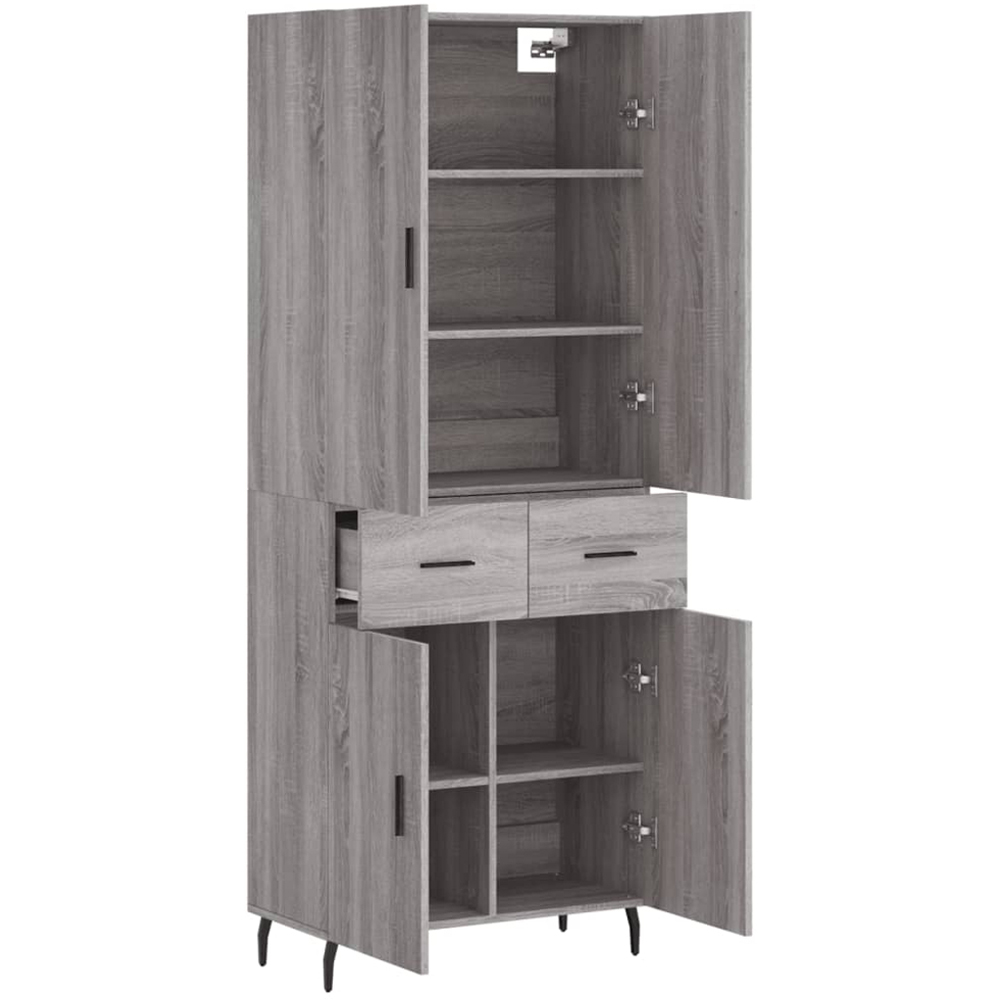 vidaXL 4 Door 2 Drawer Grey Sonoma Highboard Image 4