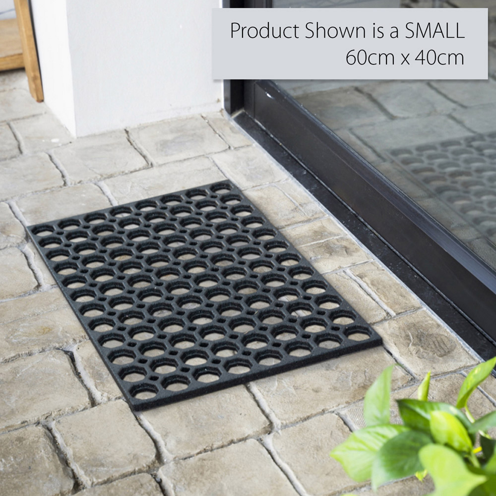 Oseasons Black Honeycomb Outdoor Doormat with Open Back 75 x 45cm Image 3