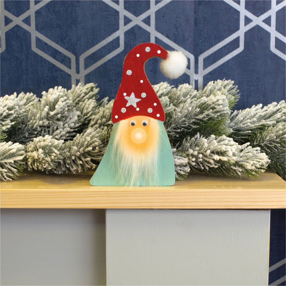 St Helens Light Up Nose Wooden Gonk Christmas Decoration 14cm Image 5