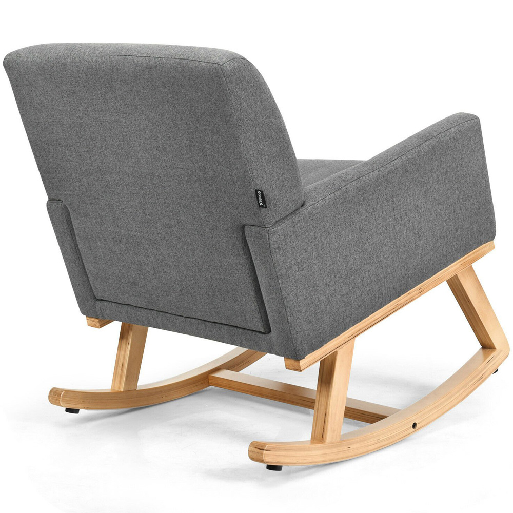 Costway Grey Upholstered Recliner Rocking Armchair Image 4
