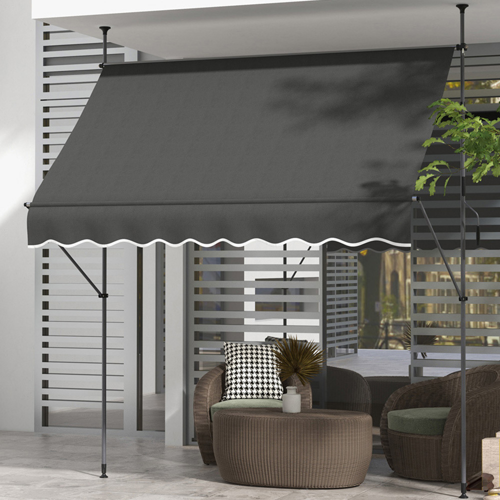 Outsunny Dark Grey Retractable Awning 2.5 x 1.2m Image 1