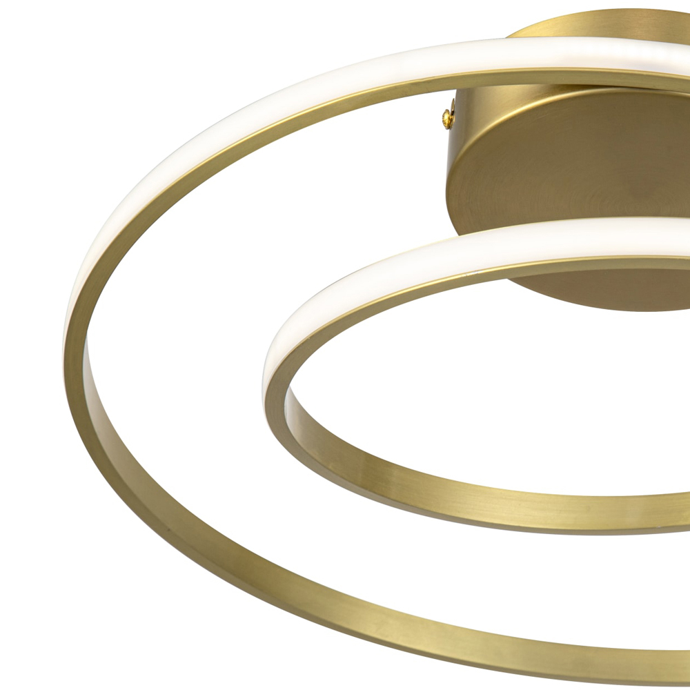 Cosylyte Alston 2 Ring Brushed Brass LED Flush Ceiling Light Image 4