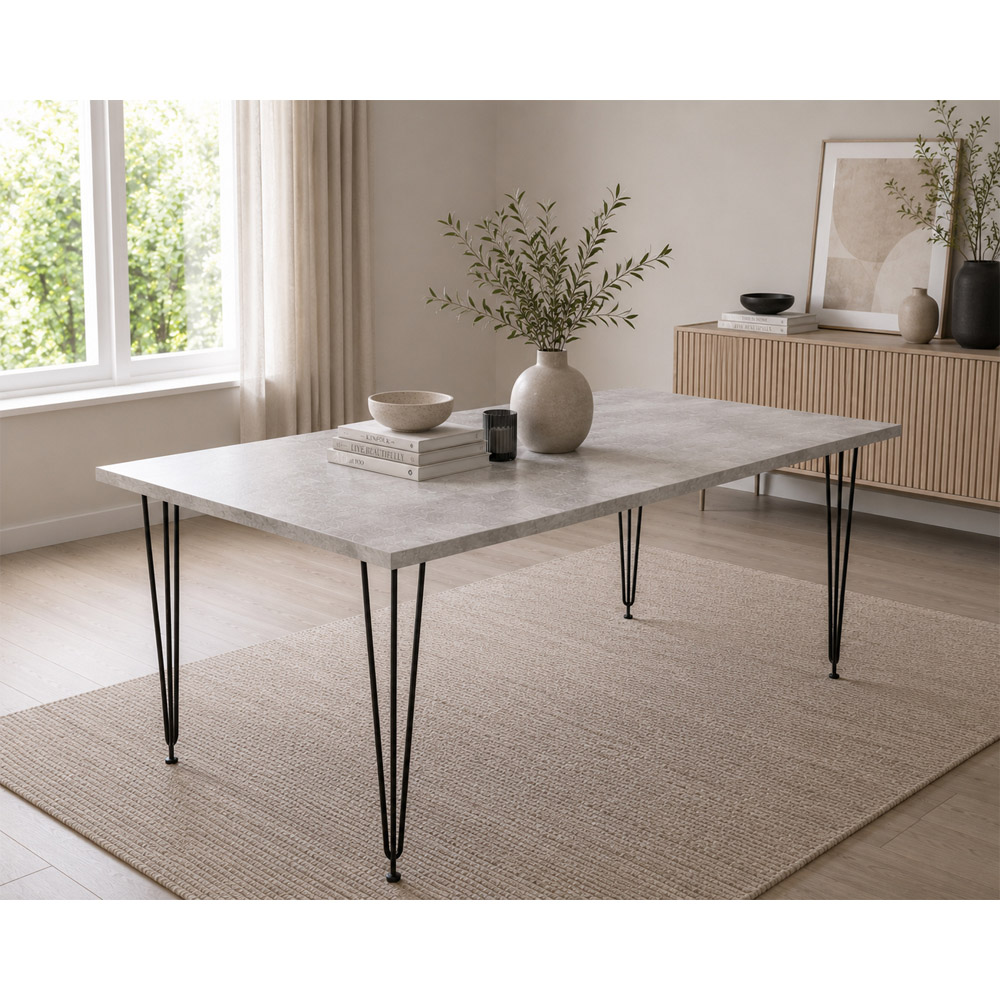 Kosy Koala 4 Seater Rectangular Dining Table with Hairpin Legs Light Stone Grey Image 3
