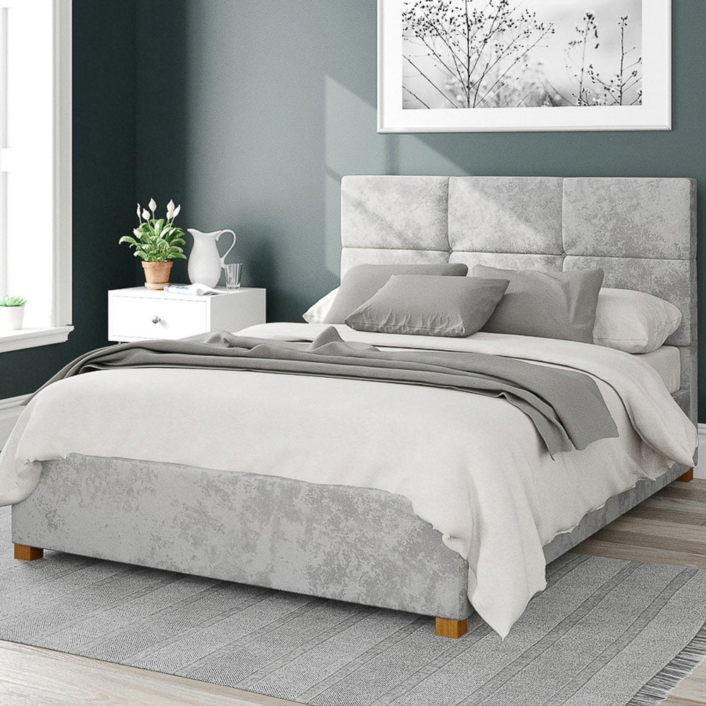 Aspire Caine Single Silver Mirazzi Velvet Ottoman Bed Image 1