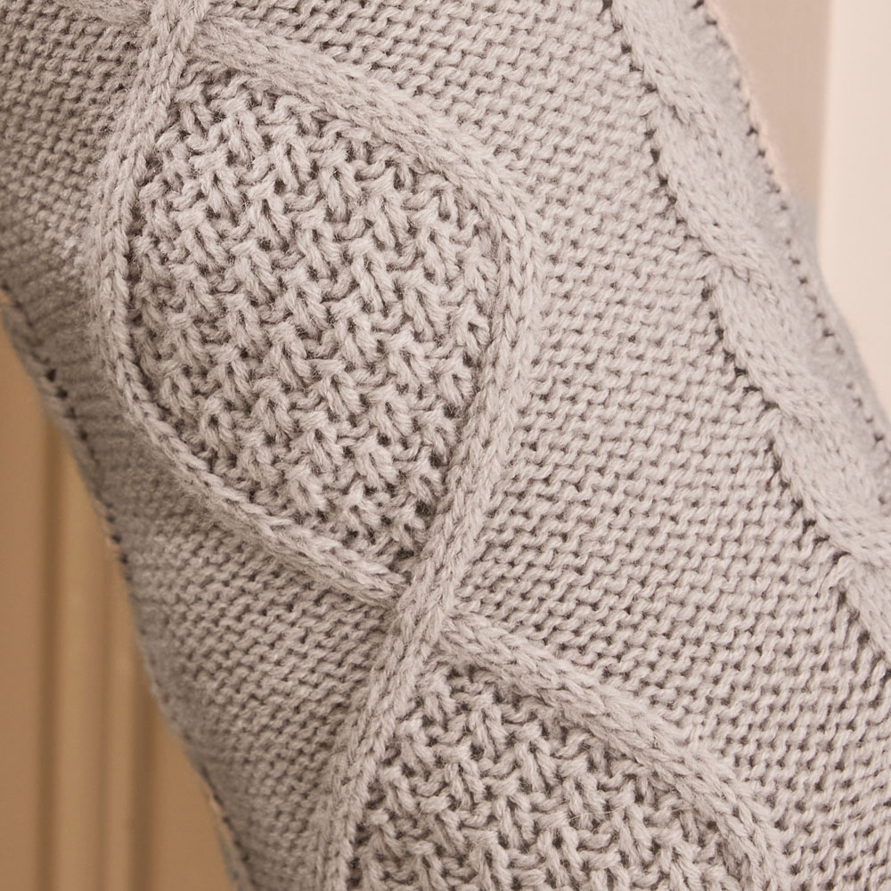Dibor Grey Chunky Knit Christmas Stocking Image 4