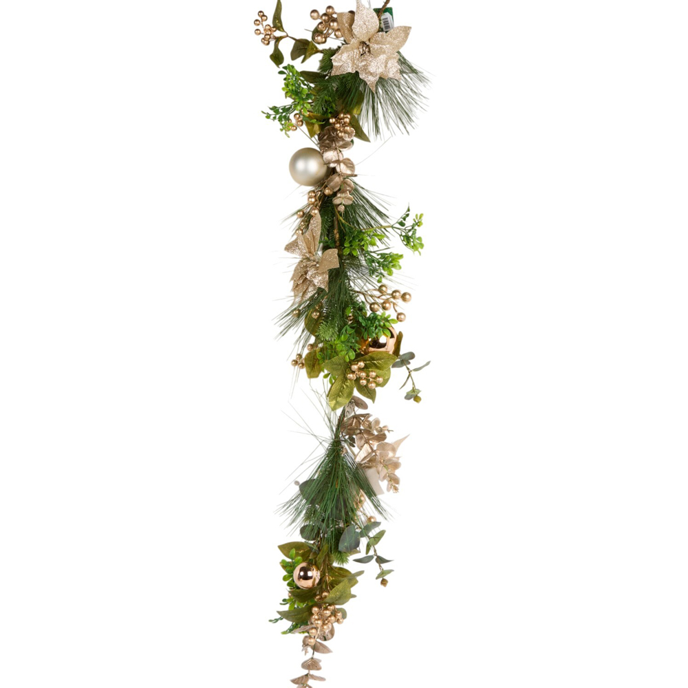 Gold Poinsettia Bauble Garland Image 2