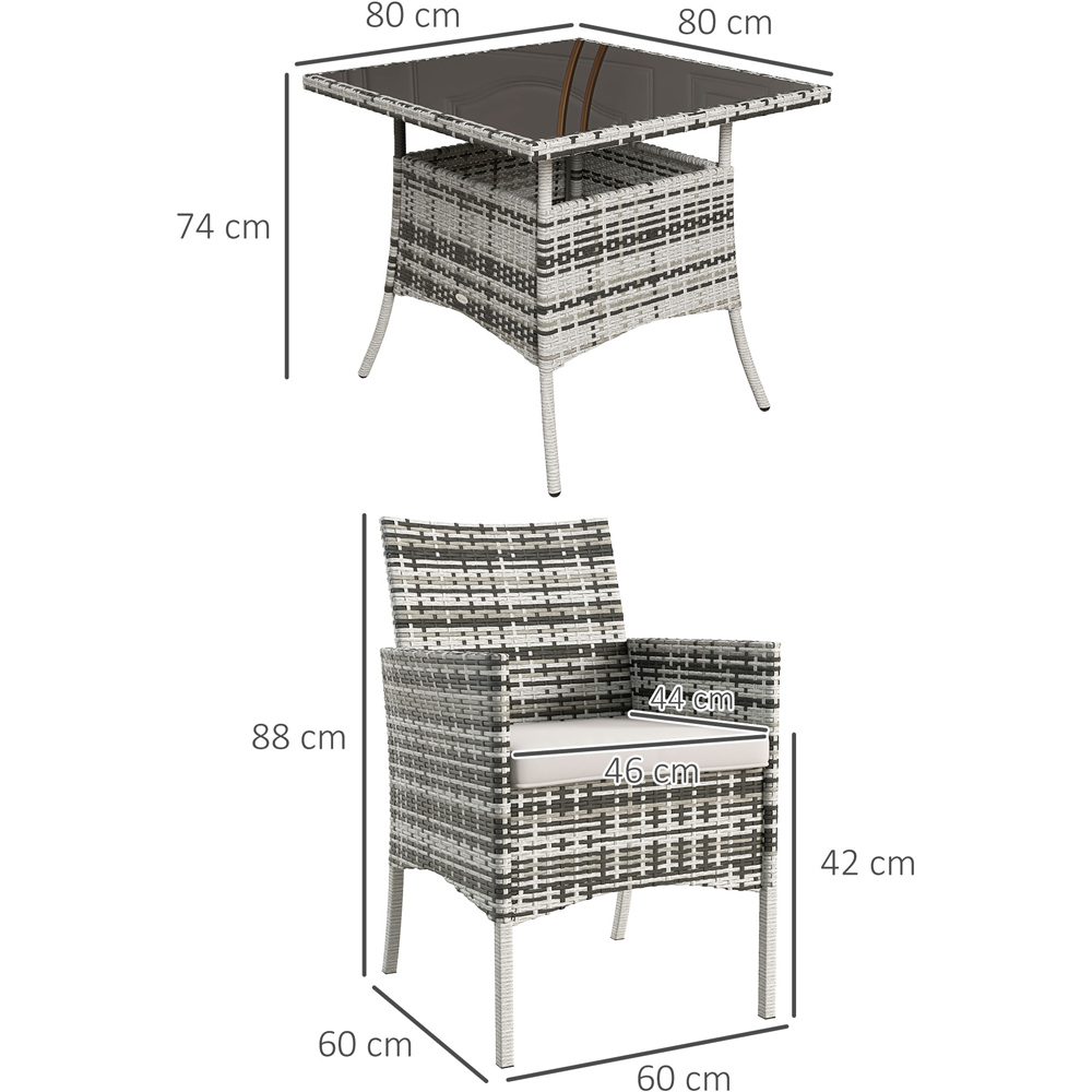 Outsunny Rattan 4 Seater Dining Set Grey Image 7