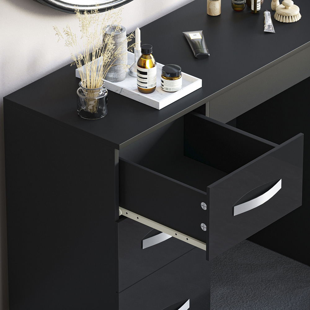 Vida Designs Hulio 3 Drawer Black Dressing Table Image 5