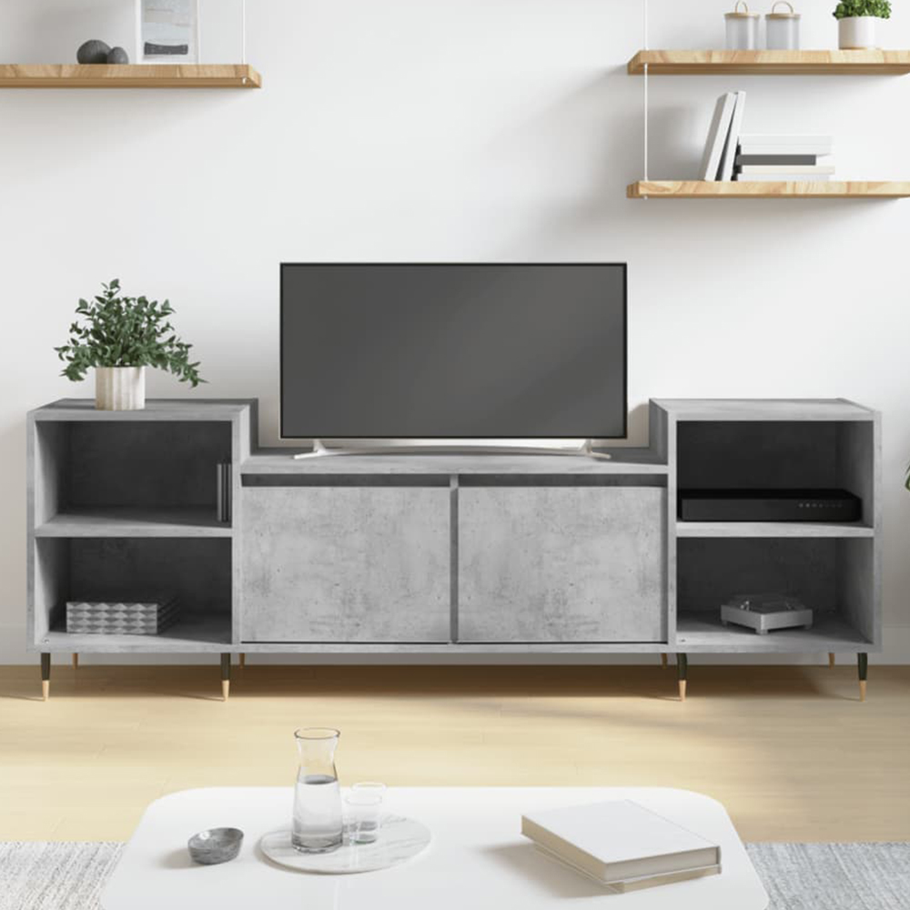 vidaXL 2 Door 2 Shelf Concrete Grey TV Cabinet Image 1
