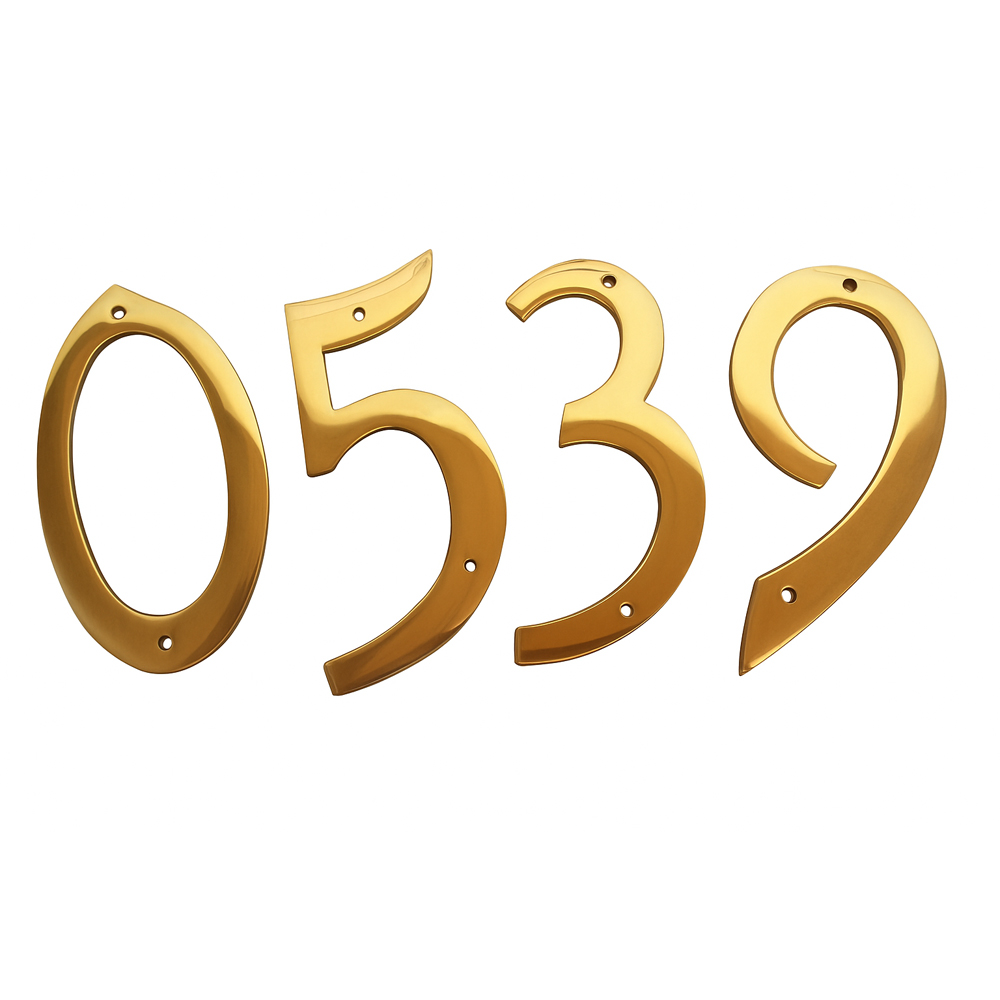 Golden Grace Italic Design Brass Finish Door Numerals No 4 112mm Image 1