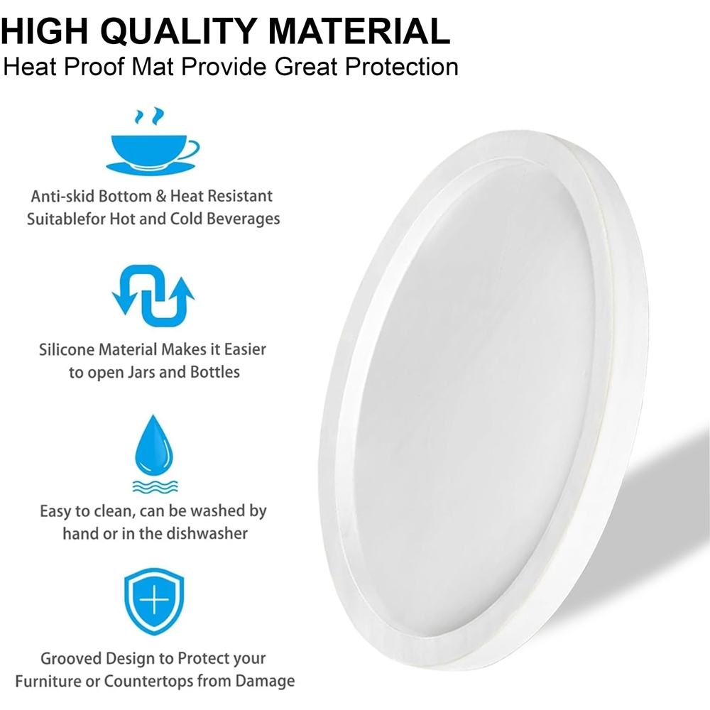 ATEK White Silicone Non-Slip Round Drink Coaster 4 Pack Image 5