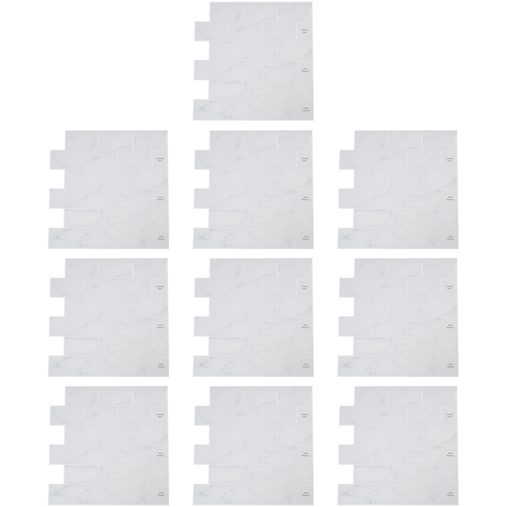 Living and Home White Marble Peel and Stick Wallpaper Tile 30 x 30cm 10 Pack Image 3