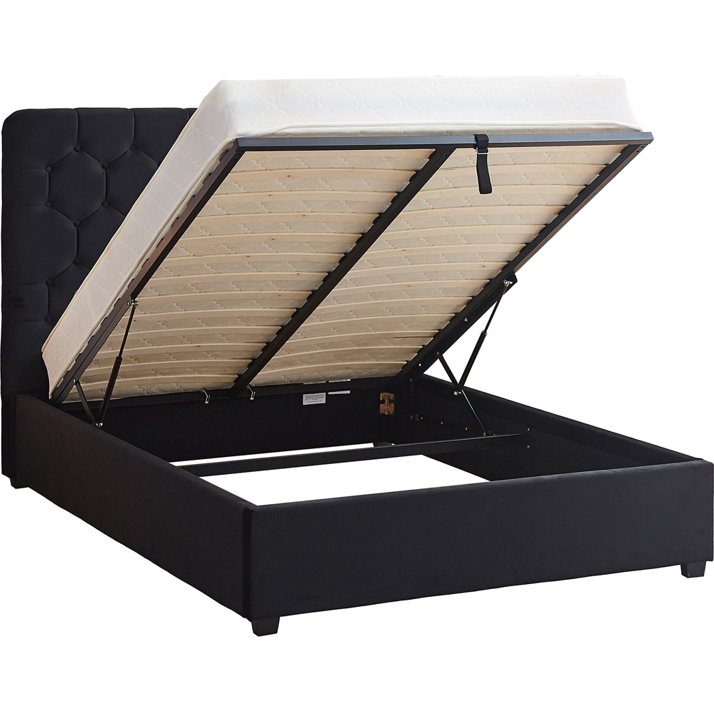 Seconique Madison Double Black Velvet Fabric Gas Lift Ottoman Bed Frame Image 4