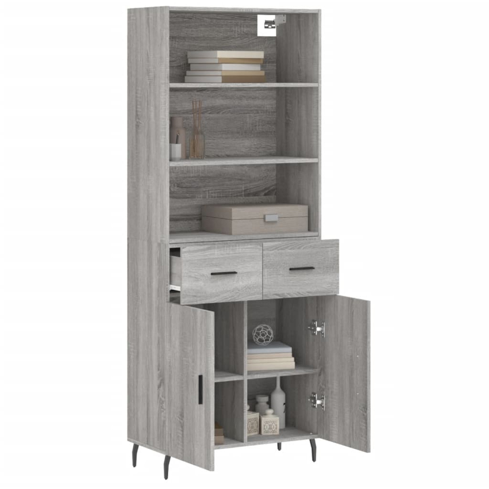vidaXL 2 Door 2 Drawer 3 Shelf Grey Sonoma Highboard Image 3