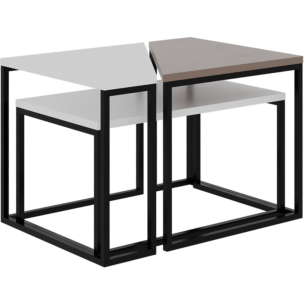 Decortie Ohlady White and Light Mocha Nest of Coffee Tables Set of 2 Image 2