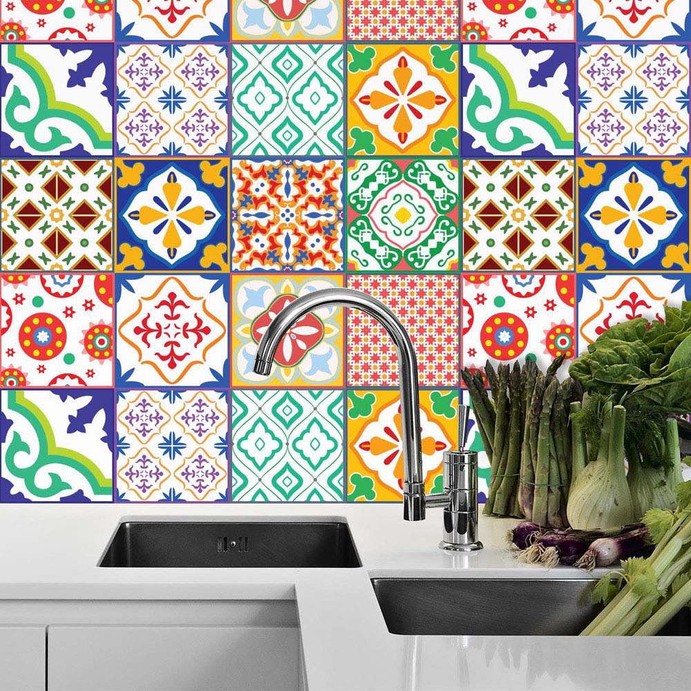 Walplus Classic Mediterranean Colourful Mixed 1 Tile Sticker 24 Pack Image 6