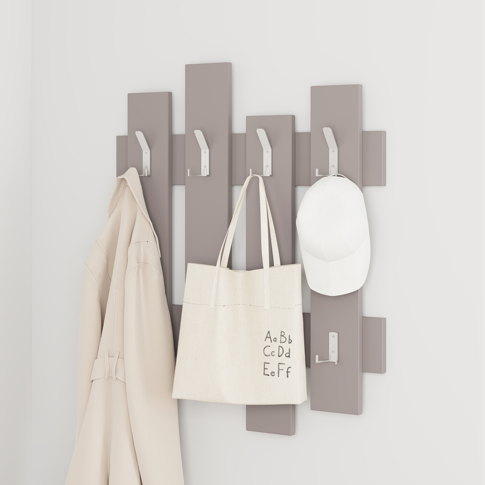 Decortie Wave Mocha Grey Wall Hanger with 8 Hooks Image 5