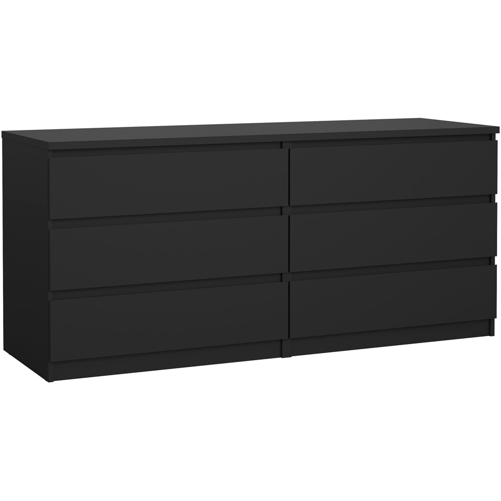 Florence 6 Drawer Black Matt Wide Chest of Drawers Image 2