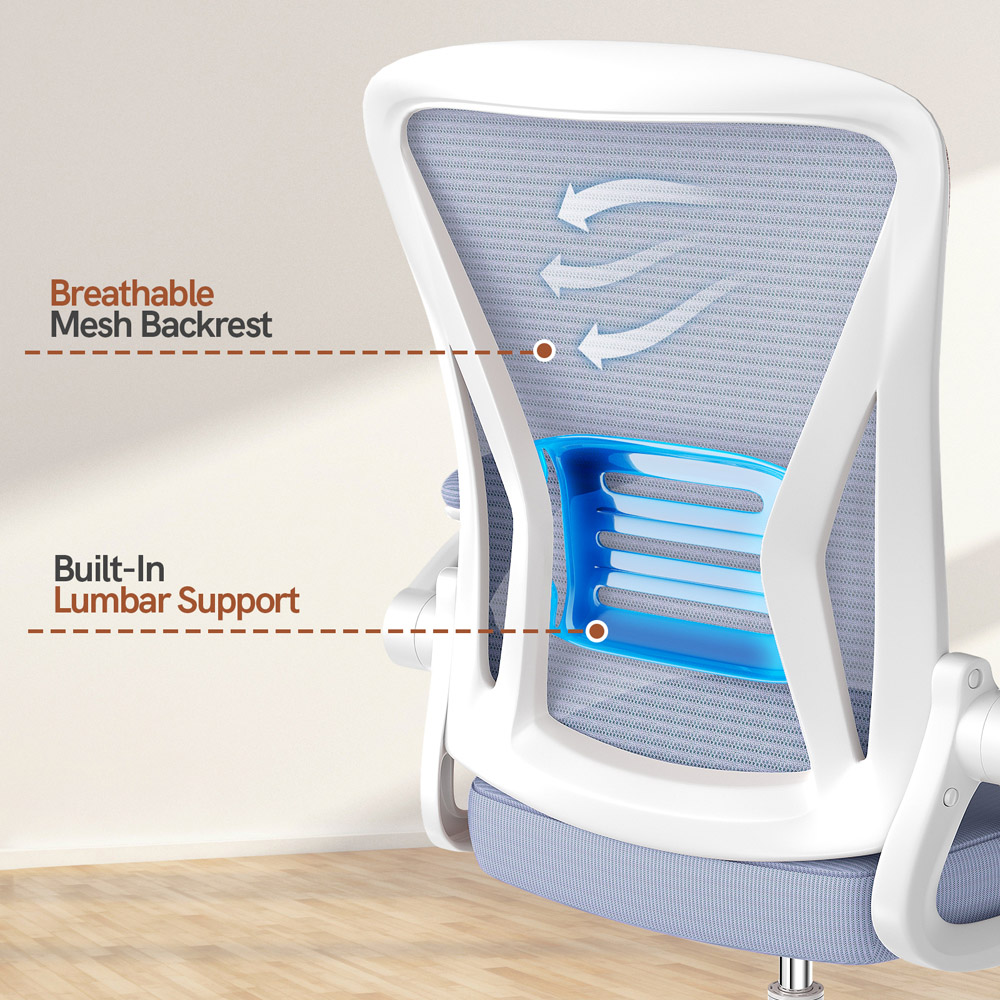 Rattrix Purple Office Chair with Flip-Up Armrest and Lumbar Support Image 8