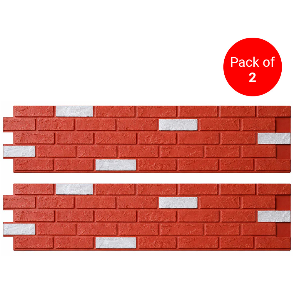 Britwall Red and White Brick Pattern Hard PU Wall Panel 1160 x 300 x 25mm 2 Pack Image 3