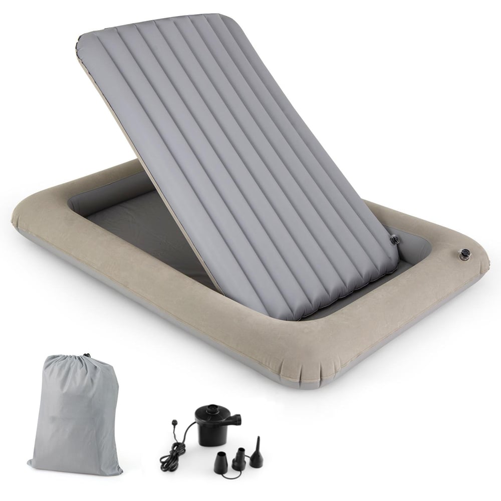 Costway Grey Inflatable Toddler Travel Bed with Electric Pump Image 2