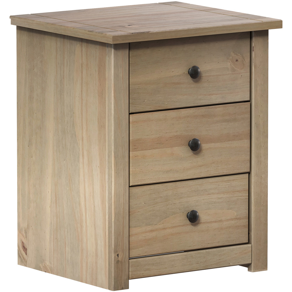 Vida Designs Panama 3 Drawer Pine Bedside Table Image 2
