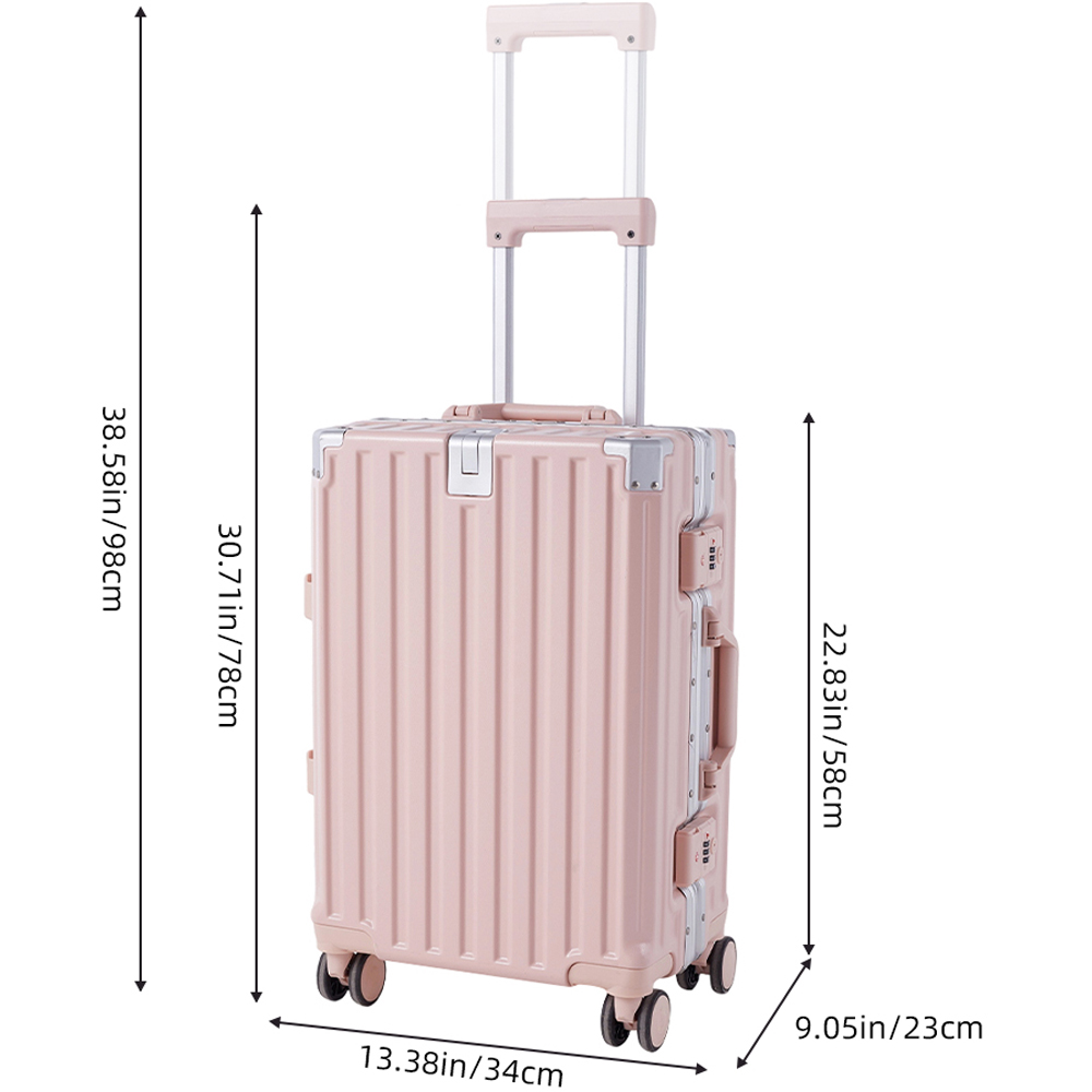 H&O Direct Pink Aluminium Frame Hard Shell Suitcase with Spinner Wheels 20 inch Image 6
