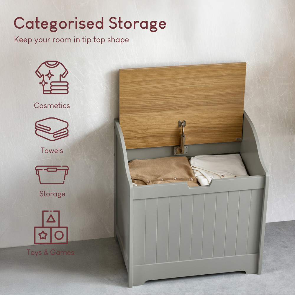 BATH VIDA Priano Grey Laundry Chest Image 6