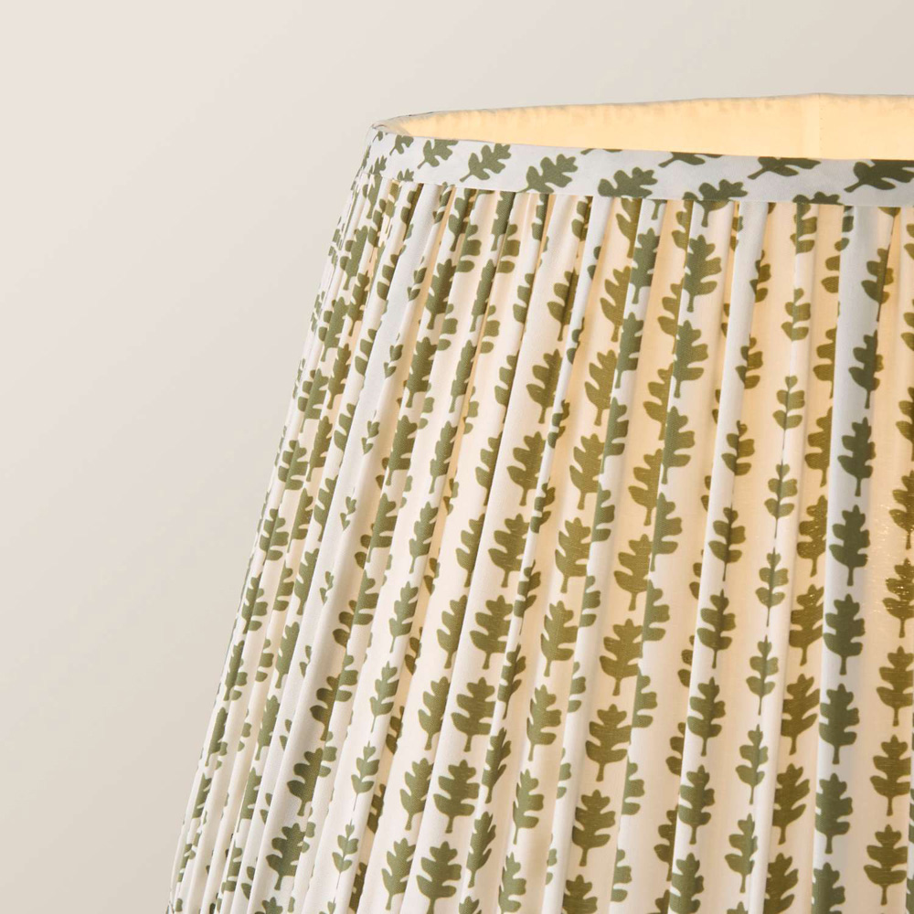 ValueLights Morrigan Green Floral Pleated Shade Scallop Tripod LED Floor Lamp with Bulb Image 3