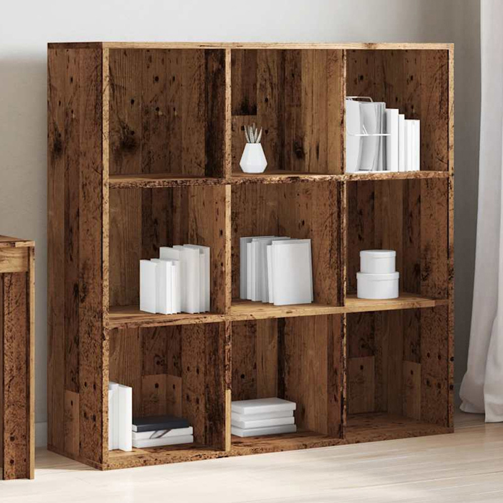 vidaXL 9 Shelf Old Wood Bookcase Image 1