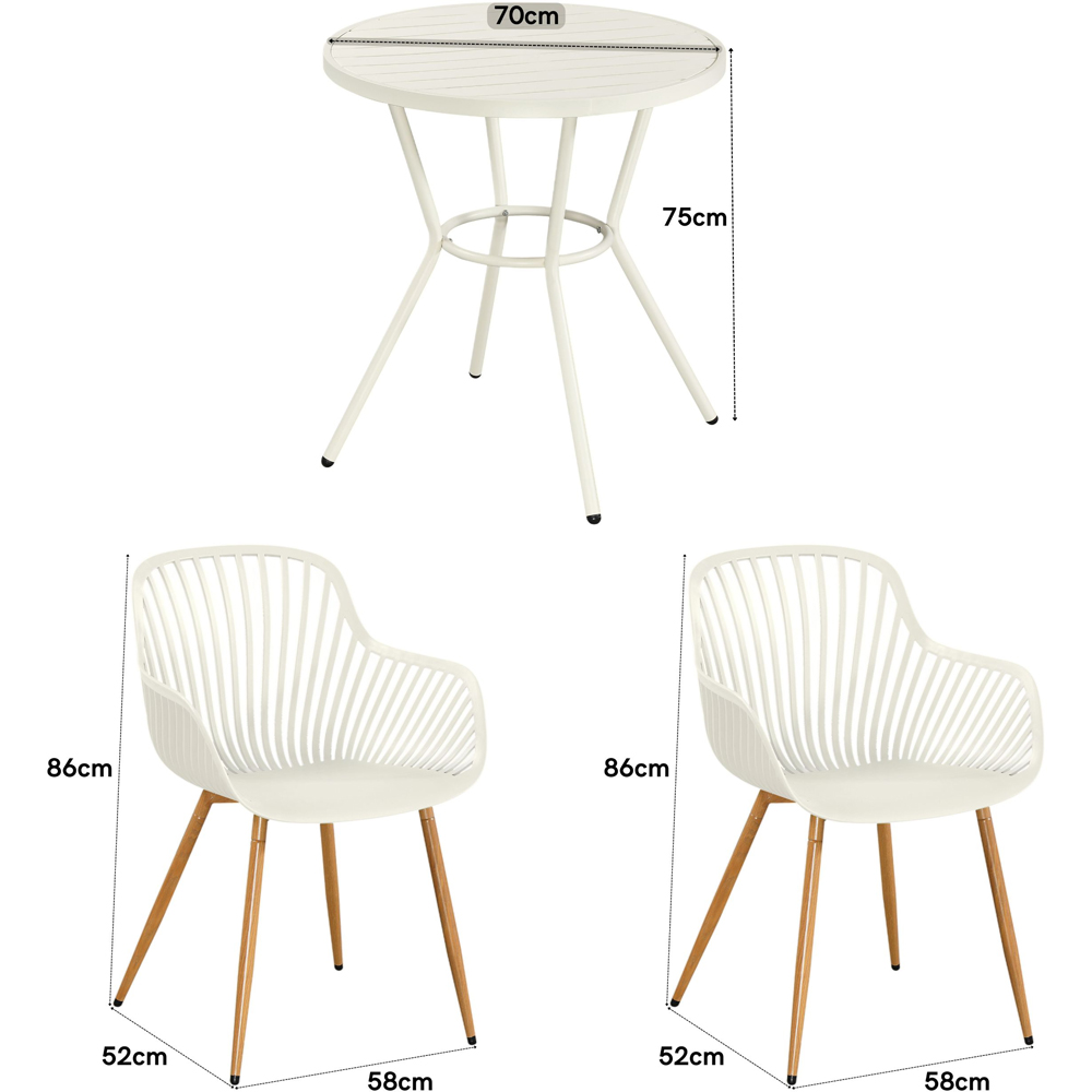 Core Products 2 Seater White Sunray Design Round Plastic Table Garden Bistro Set Image 8