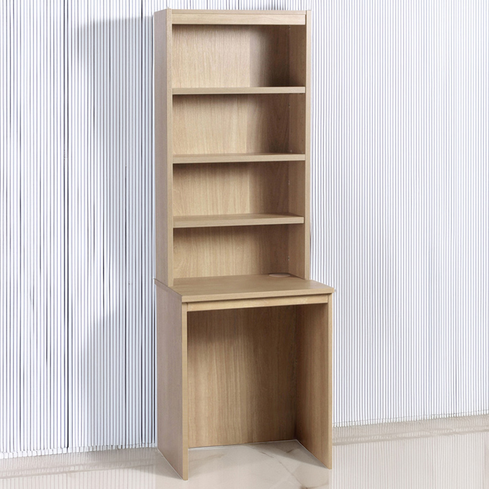 R White Cabinets 4 Shelf Small Laptop Desk with Hutch Brown Image 1