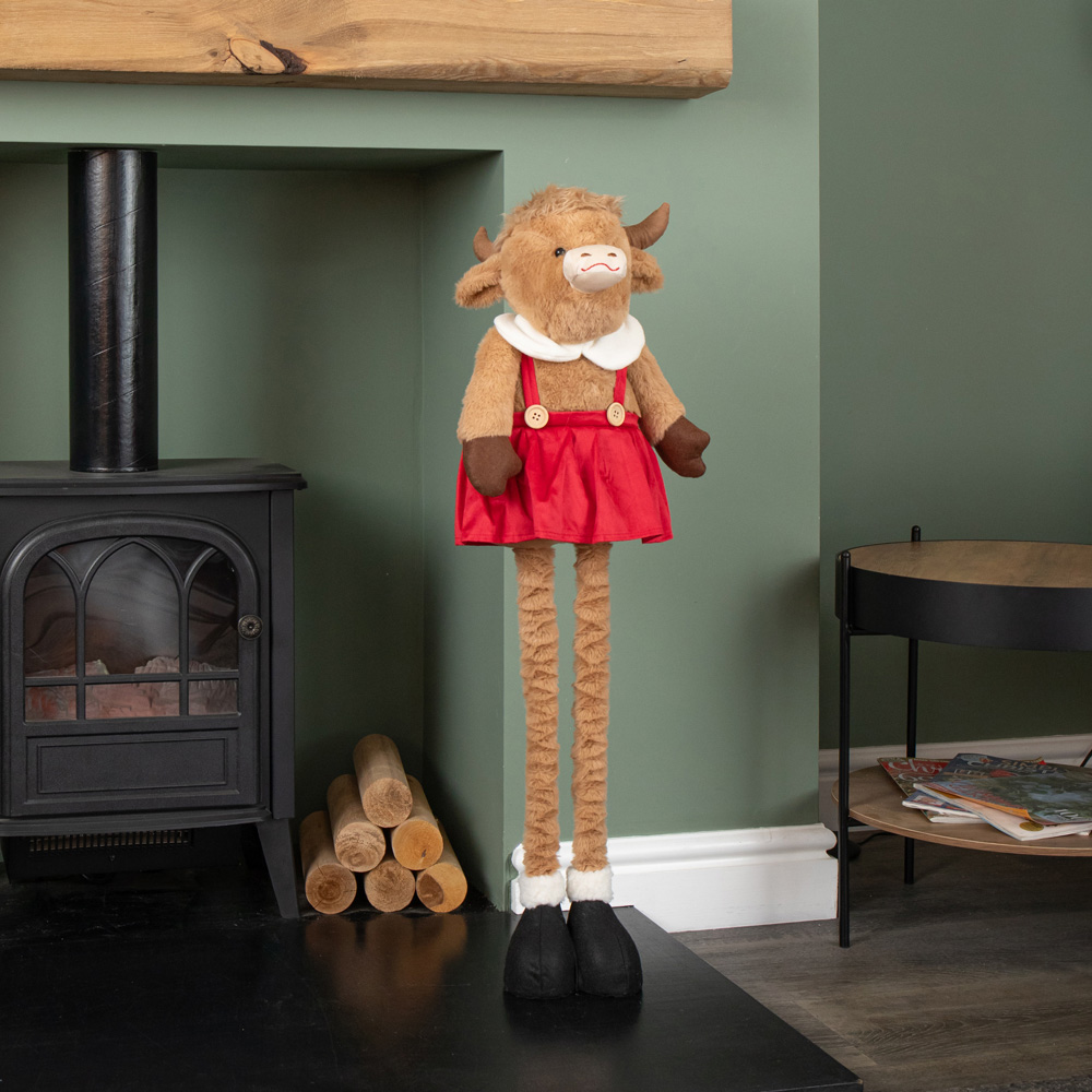 Samuel Alexander Plush Standing Highland Girl Cow with Extendable Legs Christmas Decoration 84cm Image 2