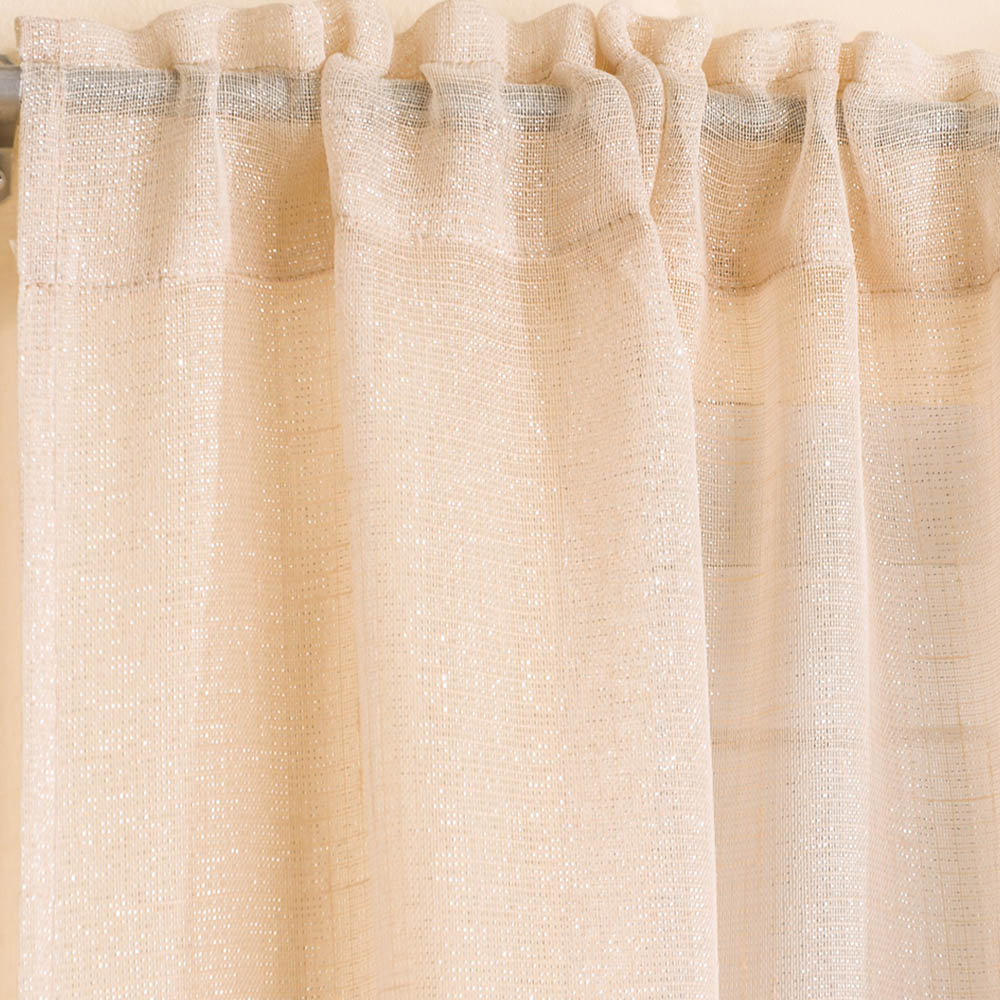 Tyrone Textiles Casablanca Cream Metallic Shimmer Pocket Header Voile Panel Curtains 140 x 183cm Image 3