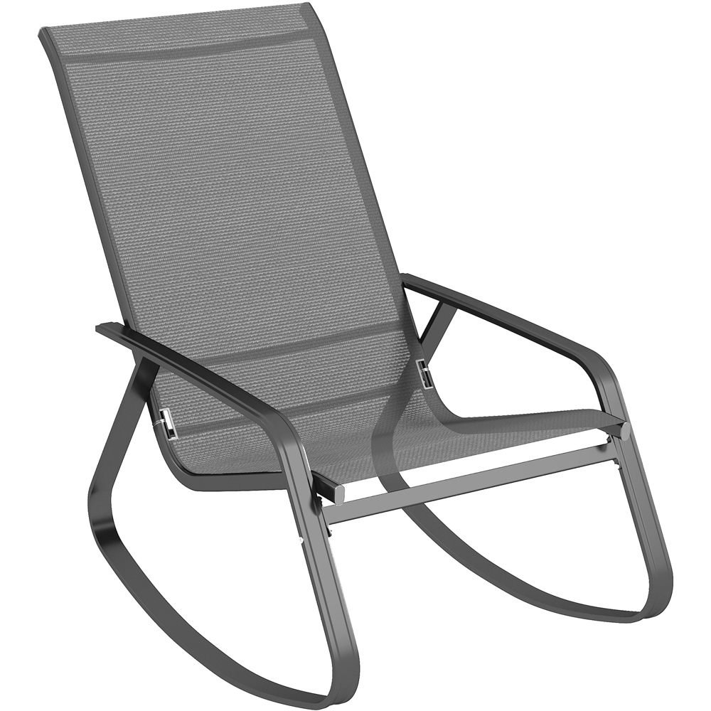 Outsunny Grey High Back Garden Rocking Chair Image 2