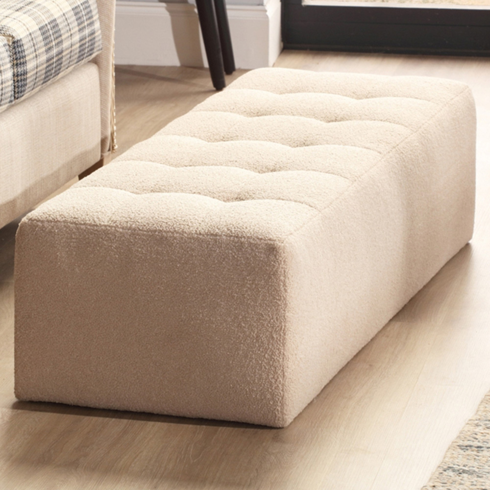 Desser Furniture Medium Rectangular Latte Boucle Fabric Ottoman Image 1