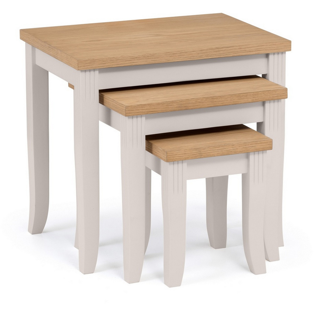 Julian Bowen Davenport Oak and Elephant Grey Nest of Tables Set of 3 Image 2
