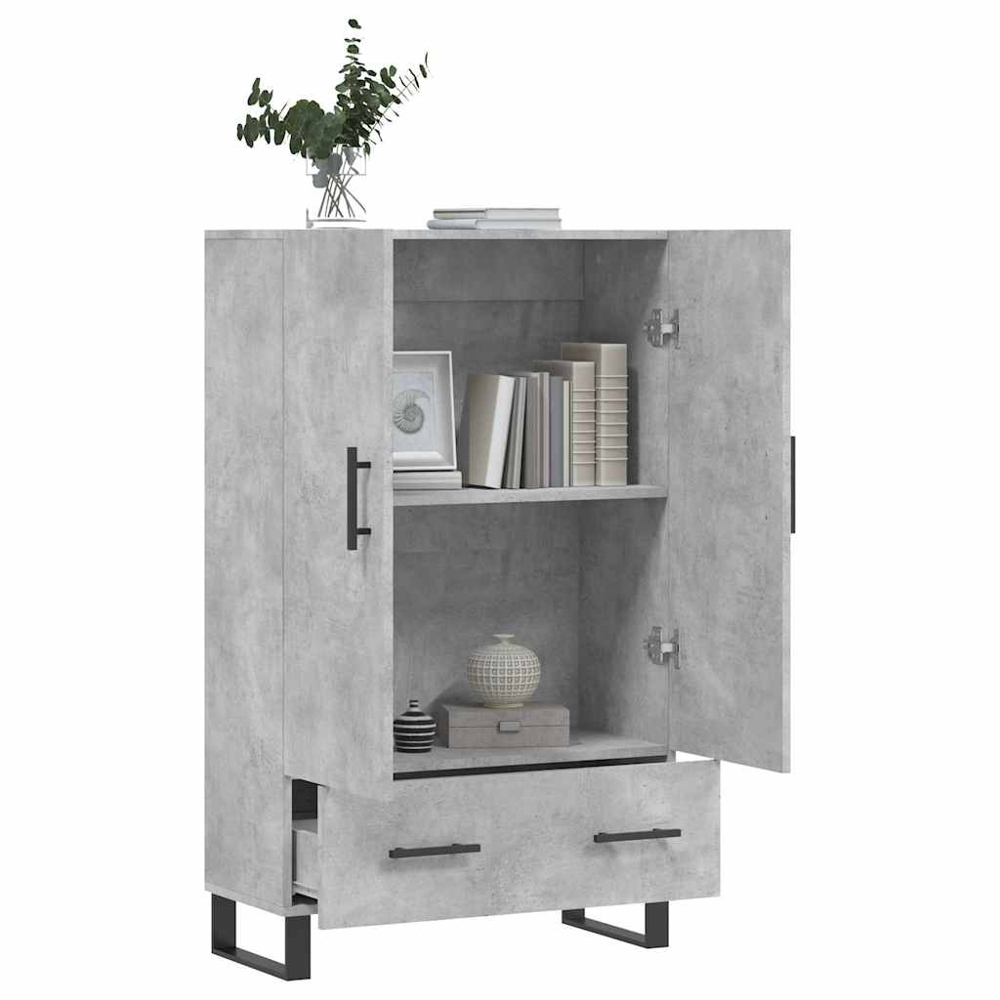 vidaXL 2 Door Single Drawer Concrete Grey Highboard Image 4
